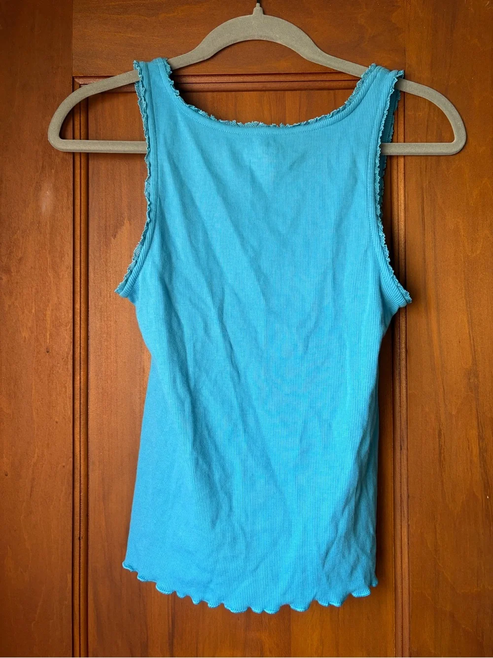 Old Navy Blue Ribbed Tank with Ruched Front - Picture 2 of 3